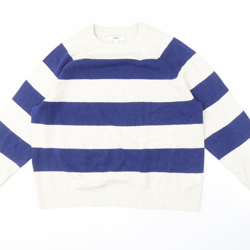 Marks and Spencer Men’s Blue Striped Jumper, Size L