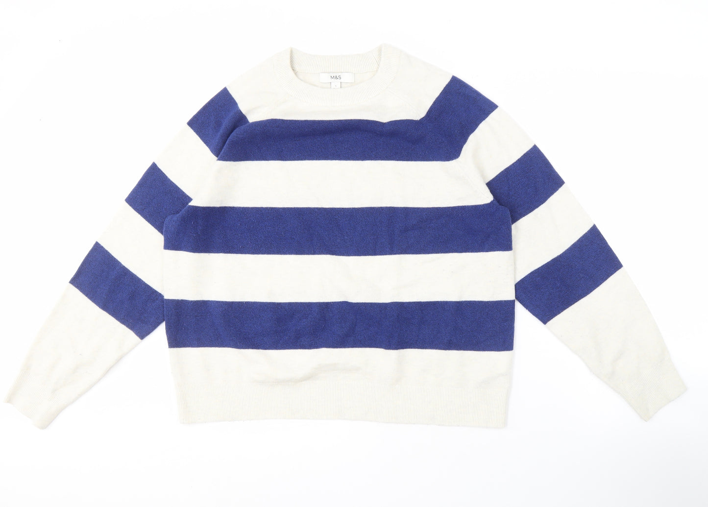 Marks and Spencer Men’s Blue Striped Jumper, Size L