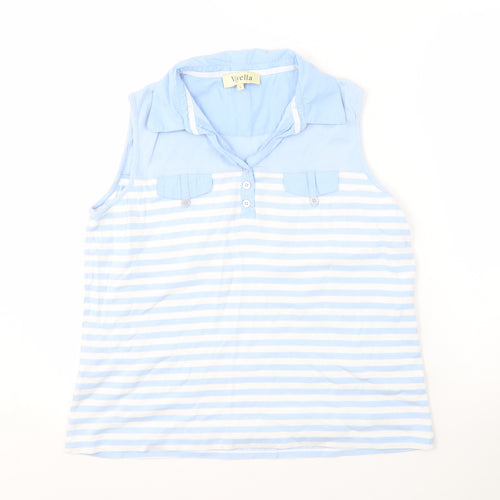 Viyella Women's Blue Sleeveless Polo Shirt, Size L