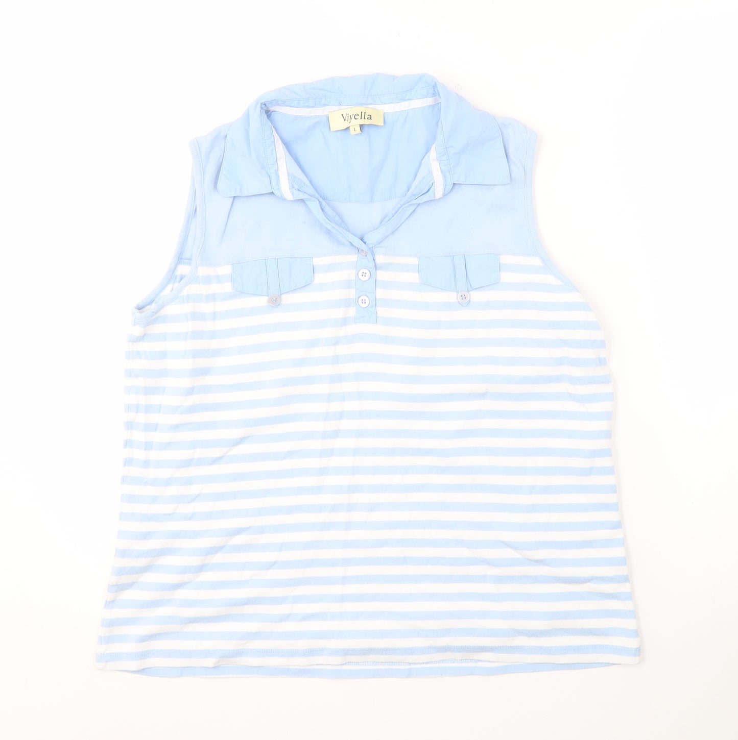 Viyella Women's Blue Sleeveless Polo Shirt, Size L