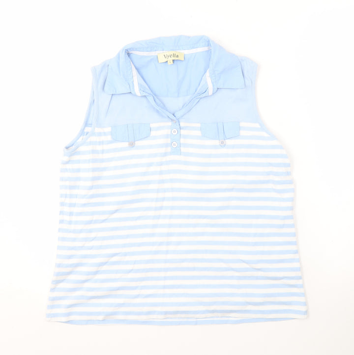 Viyella Women's Blue Sleeveless Polo Shirt, Size L