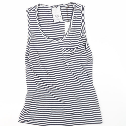 Oui Moments Women's Black & White Striped Tank Top, Size 14