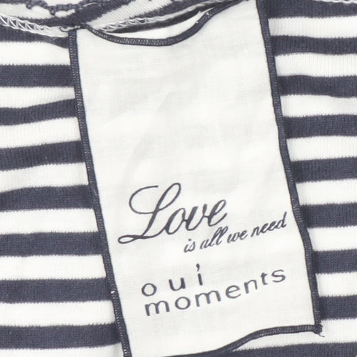 Oui Moments Women's Black & White Striped Tank Top, Size 14