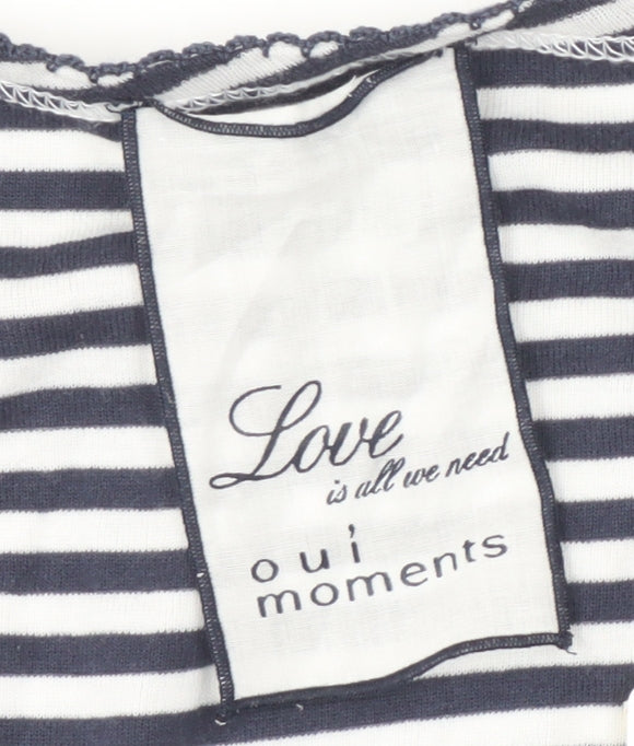 Oui Moments Women's Black & White Striped Tank Top, Size 14