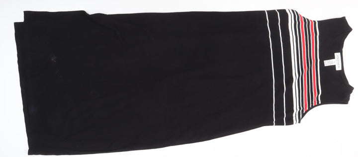 Jones Wear Women's Black XL Striped Shift Dress