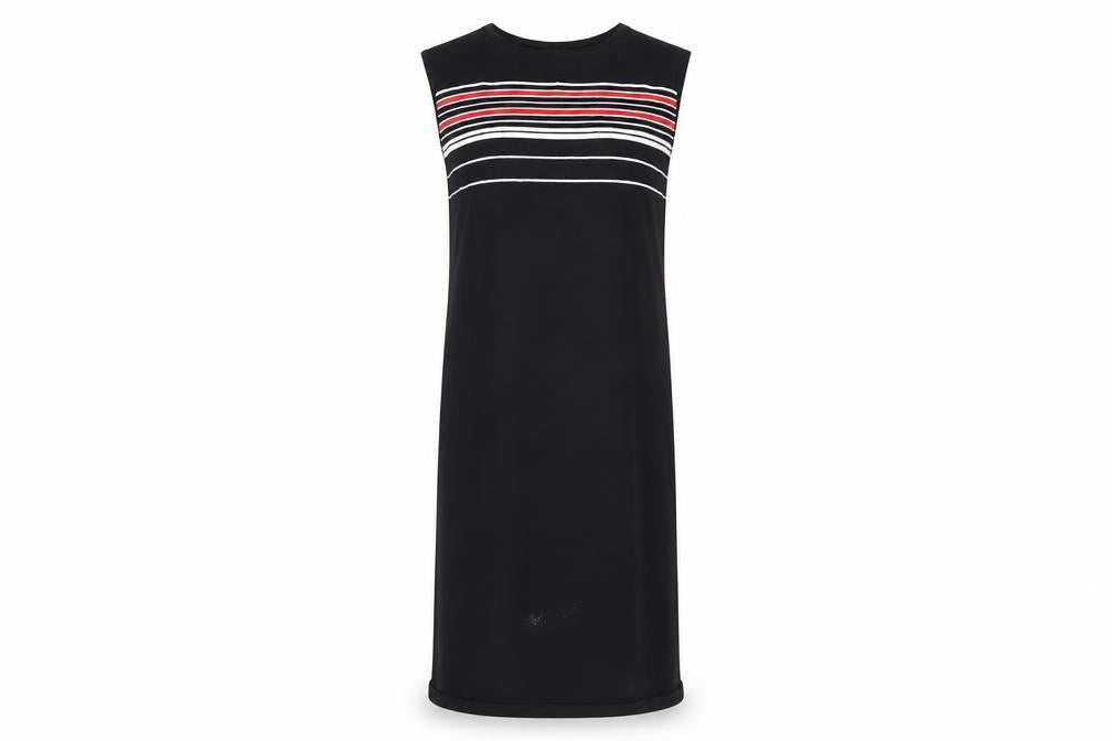 Jones Wear Women's Black XL Striped Shift Dress