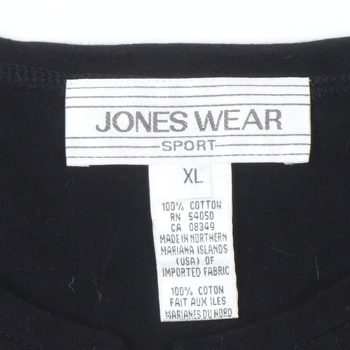 Jones Wear Women's Black XL Striped Shift Dress