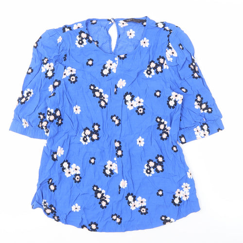 Marks and Spencer Blue Floral Blouse, Size 12, Women's