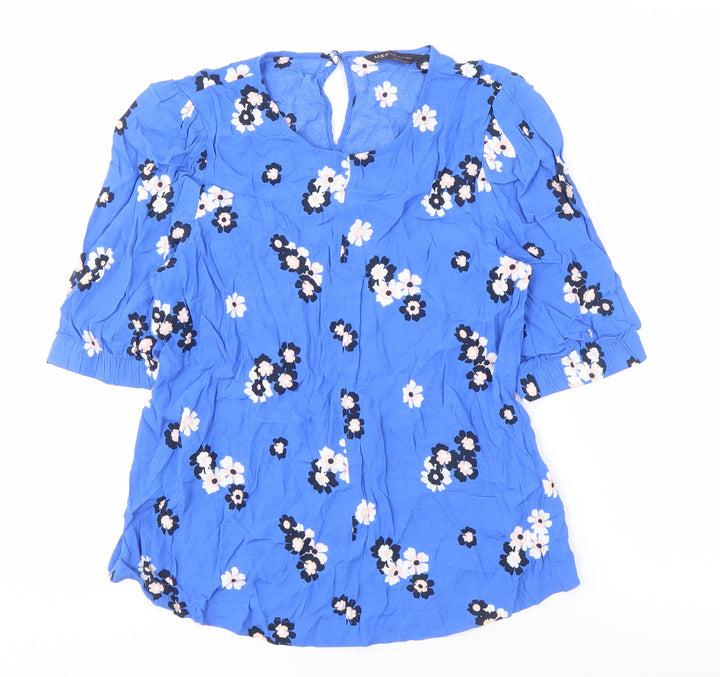 Marks and Spencer Blue Floral Blouse, Size 12, Women's