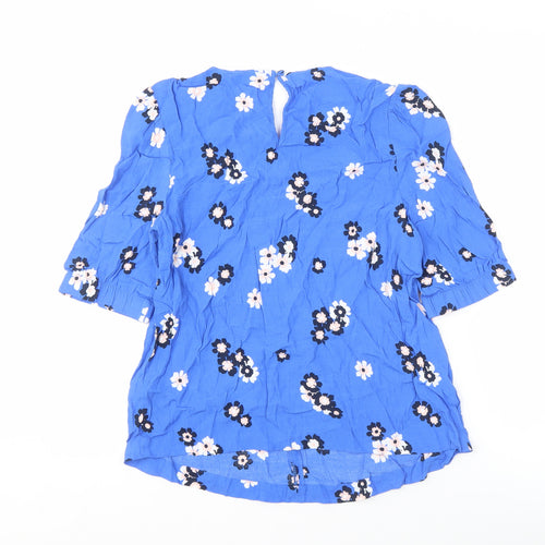 Marks and Spencer Blue Floral Blouse, Size 12, Women's
