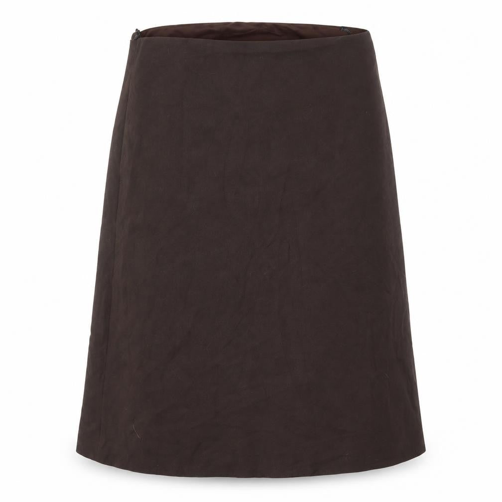 Front view of Marks & Spencer Women's Brown Long Pencil Skirt, size 16