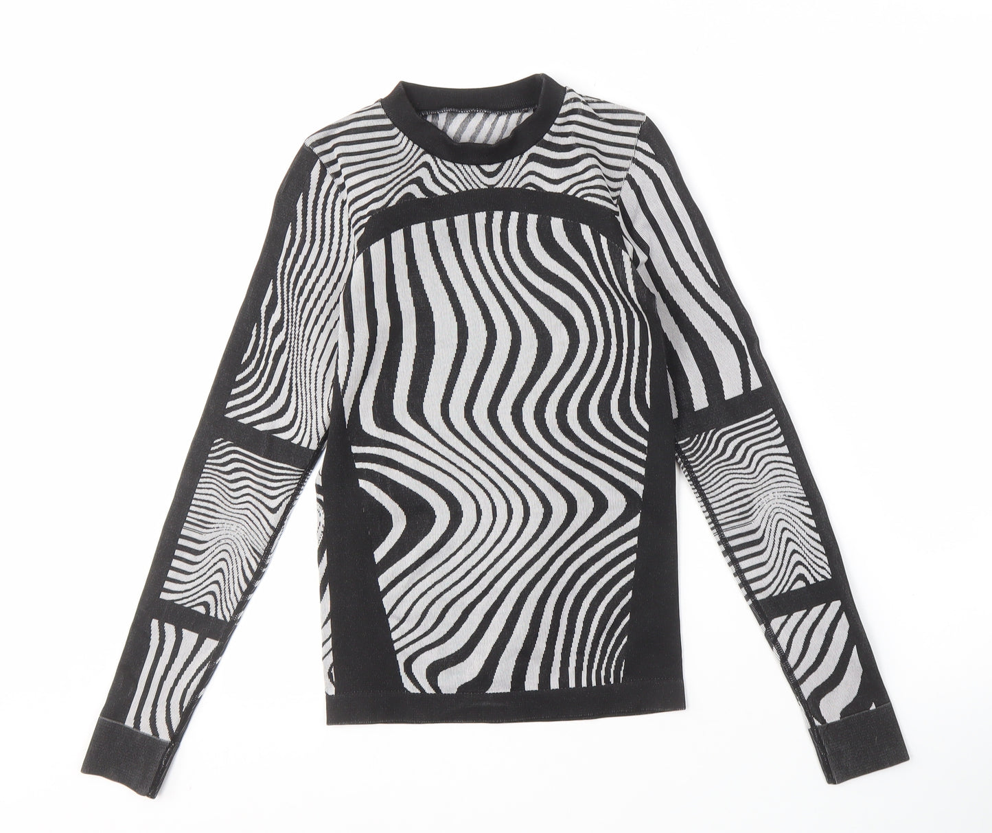 ASOS Women's Black XS Geometric Knit Slim T-Shirt