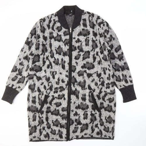 Next Women's Grey Animal Print Cardigan Size 18