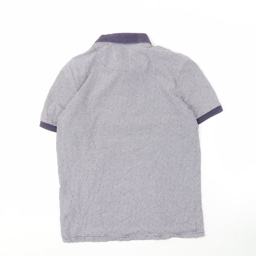 Zara Man Grey Striped Polo Shirt, Men's Medium