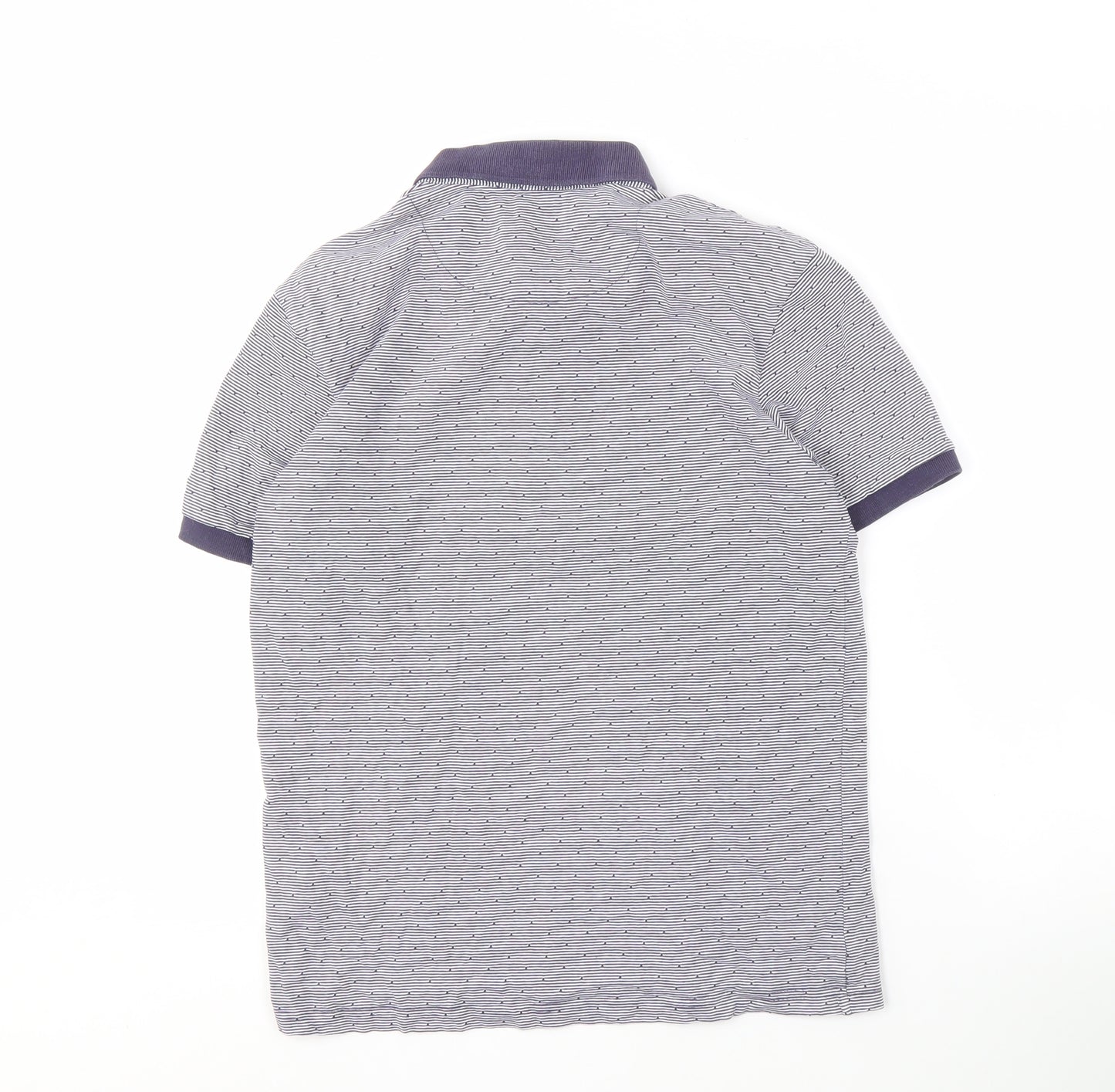 Zara Man Grey Striped Polo Shirt, Men's Medium