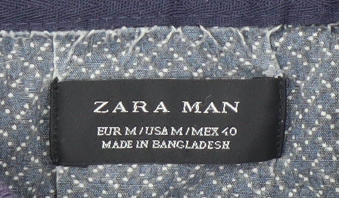 Zara Man Grey Striped Polo Shirt, Men's Medium