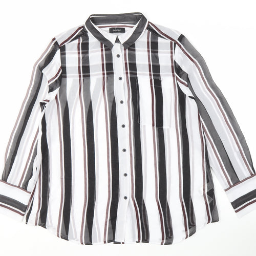 Marks and Spencer Women Multicoloured Striped Button-Up Shirt
