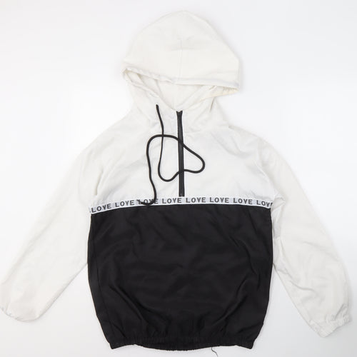 Zaful Women's White/Black Hooded Windbreaker S