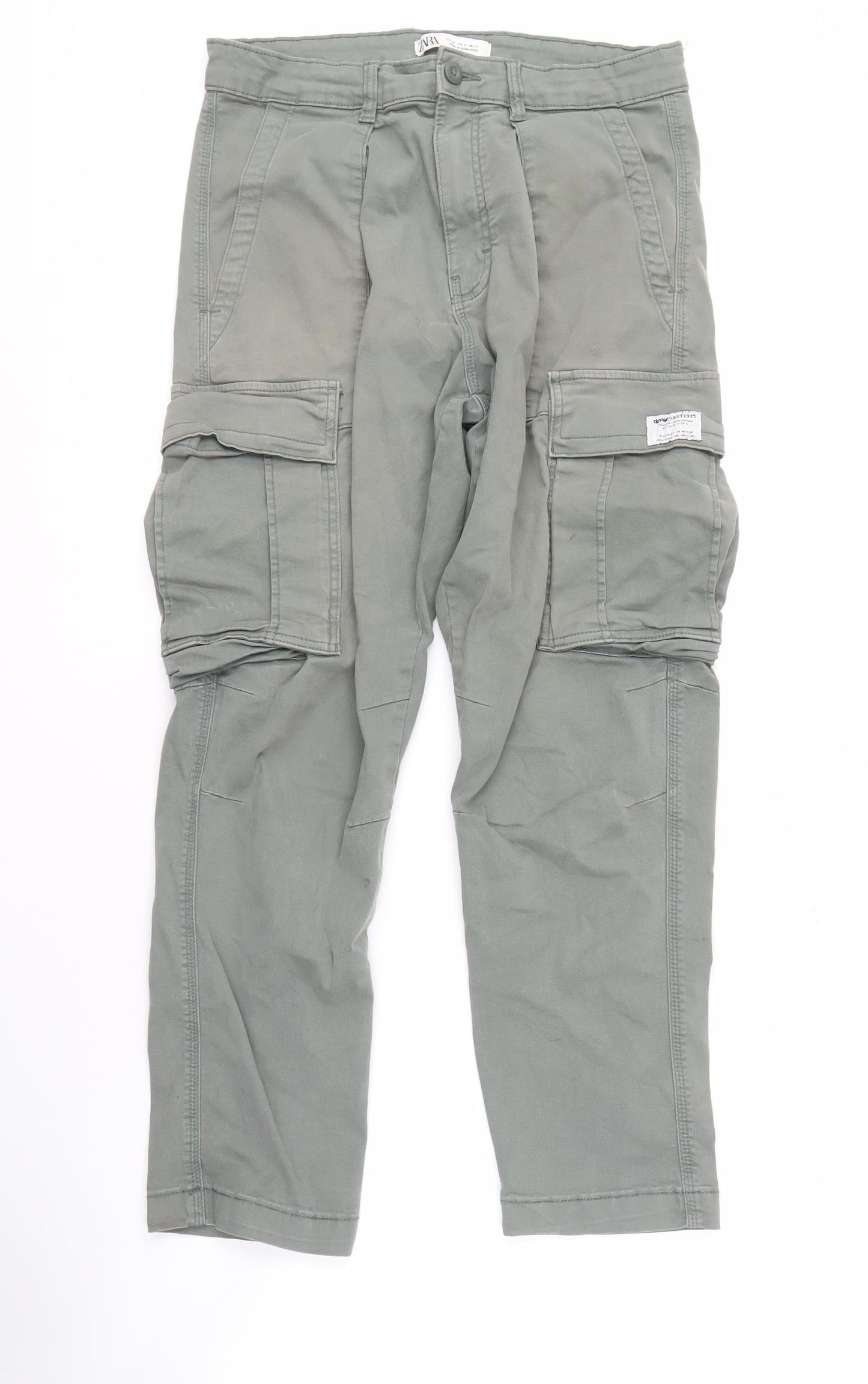 Zara Men's Green Cargo Jeans Size 31 Regular Fit