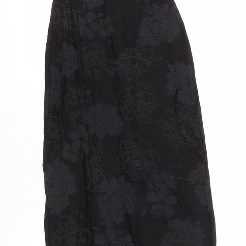 Zara Women's Black Long Floral Halter Dress, Size S