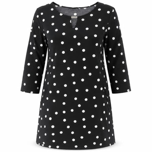 Wallis Women's Black Polka Dot Dress, Size 12, 3/4 Sleeve