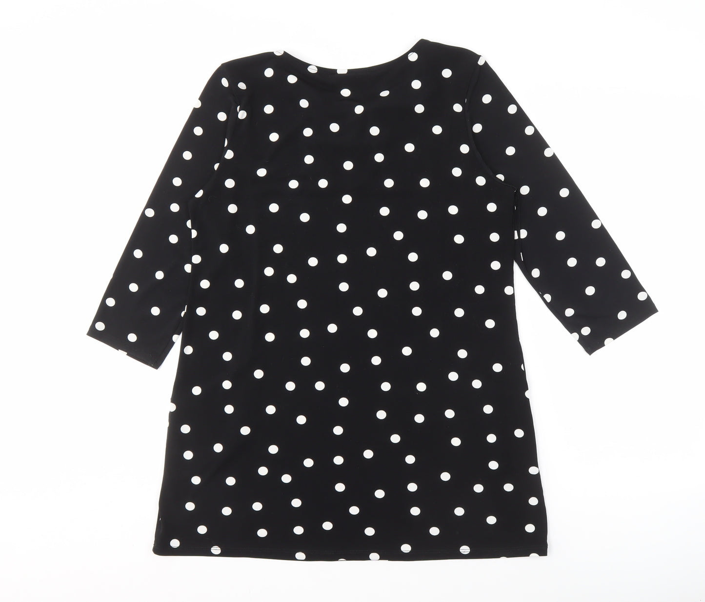 Wallis Women's Black Polka Dot Dress, Size 12, 3/4 Sleeve