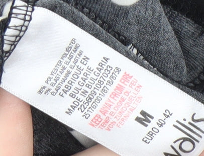 Wallis Women's Black Polka Dot Dress, Size 12, 3/4 Sleeve