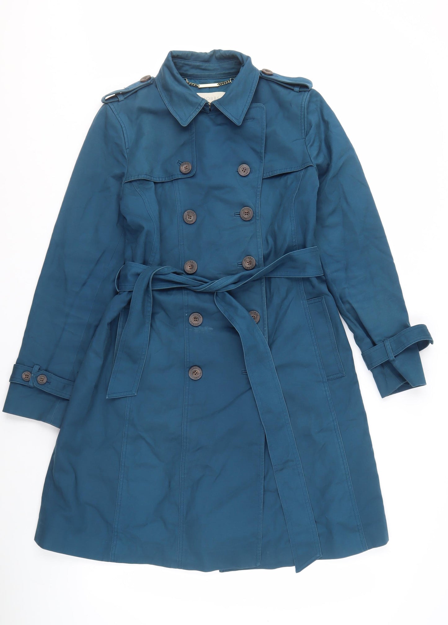 Hobbs Women's Blue Trench Coat, Size 12, Classic