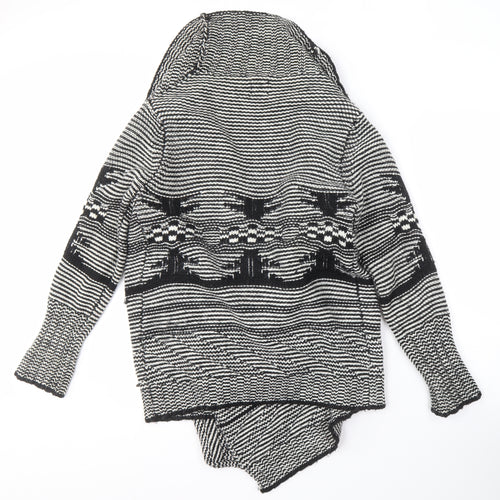 Retrap Women's Black Geometric Open Front Cardigan Size 12
