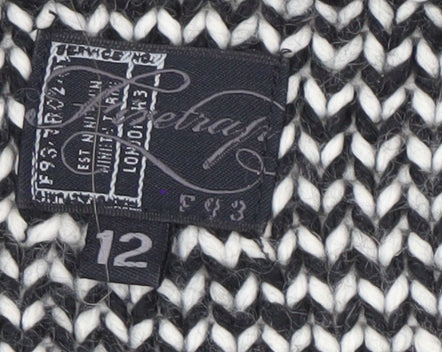 Retrap Women's Black Geometric Open Front Cardigan Size 12