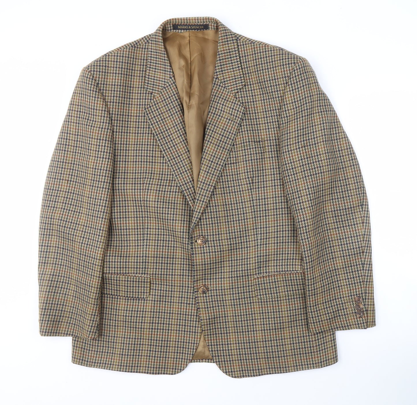 Marks and Spencer Men's Beige Check Wool Blazer 40S