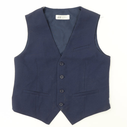 H&M Boys Blue Polyester Waistcoat 8-9 Years