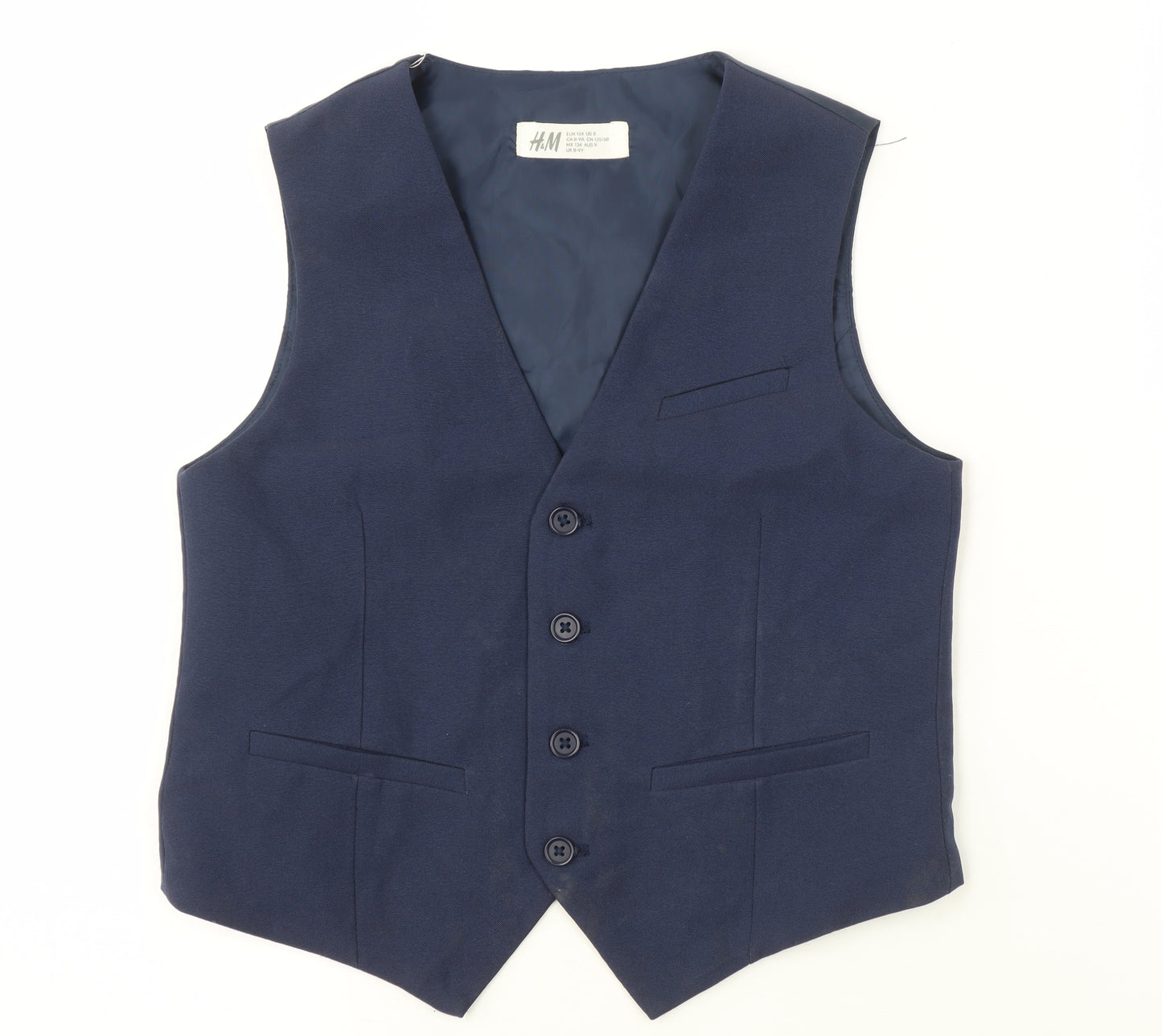 H&M Boys Blue Polyester Waistcoat 8-9 Years