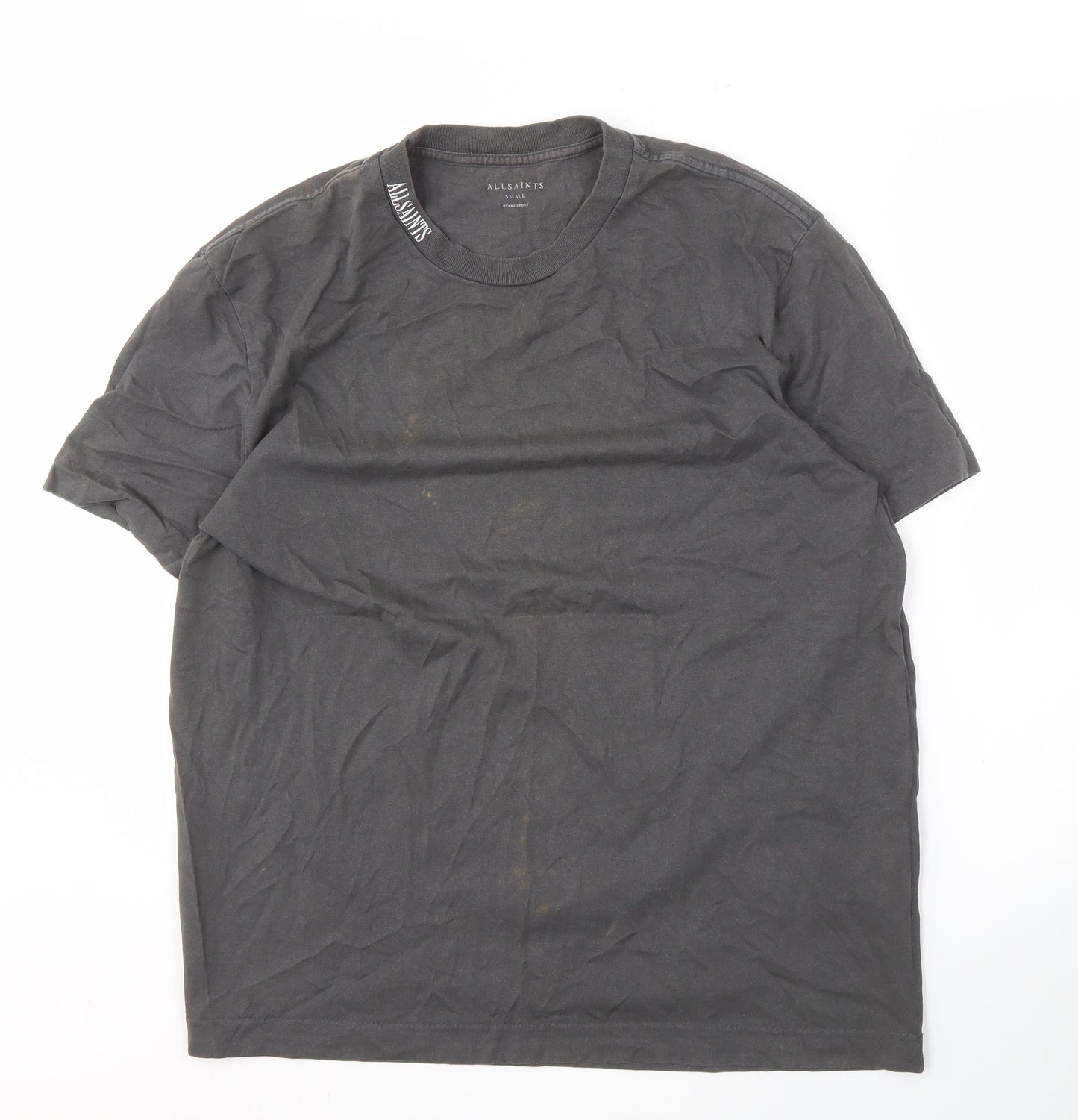 AllSaints Men's Black Oversized Fit T-Shirt, S, Cotton