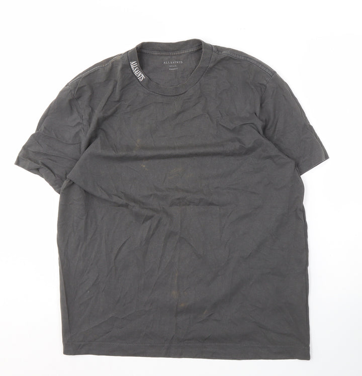 AllSaints Men's Black Oversized Fit T-Shirt, S, Cotton
