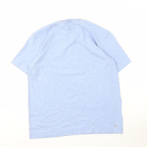 Lacoste Men's Blue T-Shirt, Size S, Cotton, Crew Neck