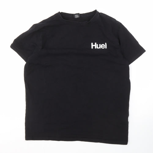 Huel Men's Black L T-Shirt, Crew Neck, Cotton, Excellent
