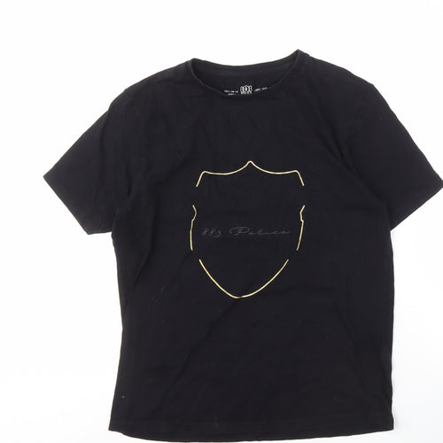 Police Men's Black Embroidered T-Shirt Large