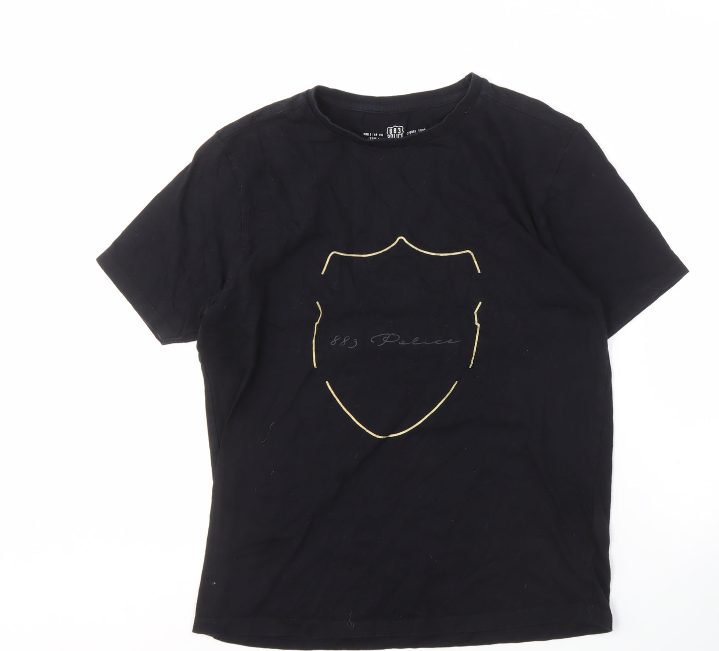 Police Men's Black Embroidered T-Shirt Large