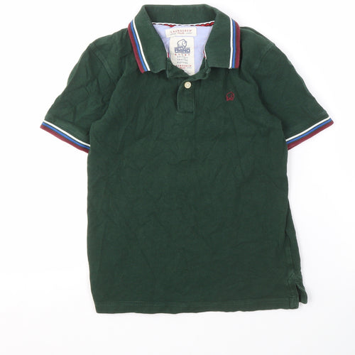 Rhino Rugby Boys Green Polo Shirt 9-10 Years Cotton Logo