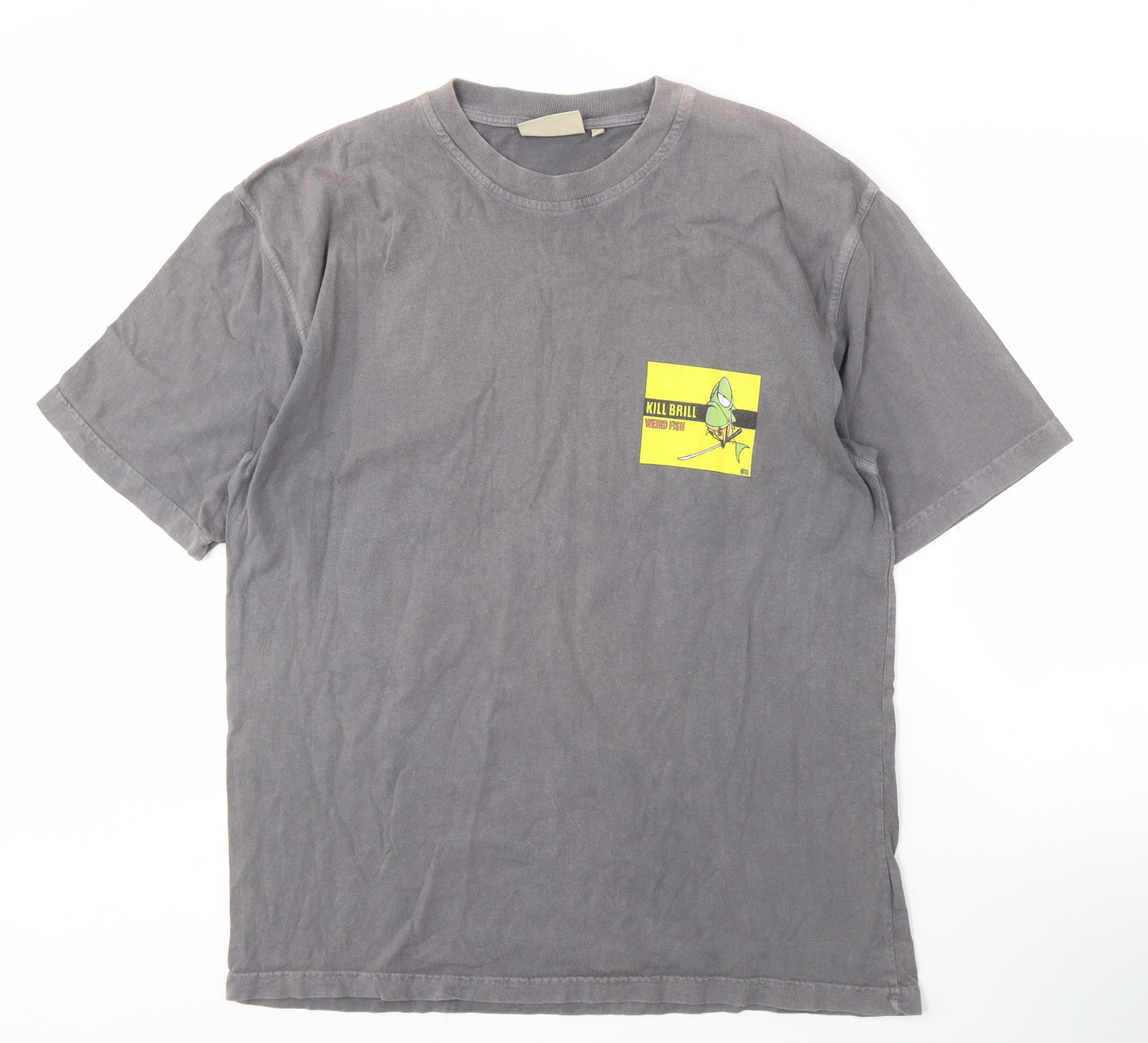 Weird Fish Men's Grey Graphic Print T-Shirt L