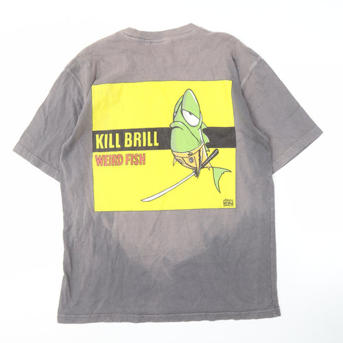Weird Fish Men's Grey Graphic Print T-Shirt L