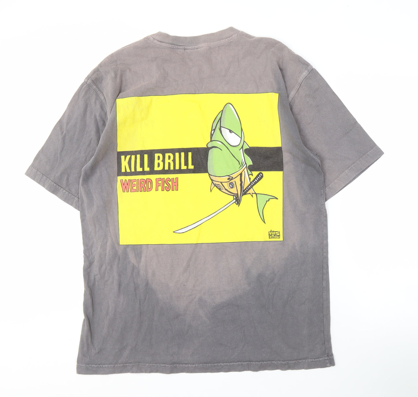 Weird Fish Men's Grey Graphic Print T-Shirt L