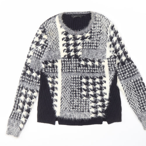 Oui Women's Geometric Pullover Jumper, Size 14, Black/White