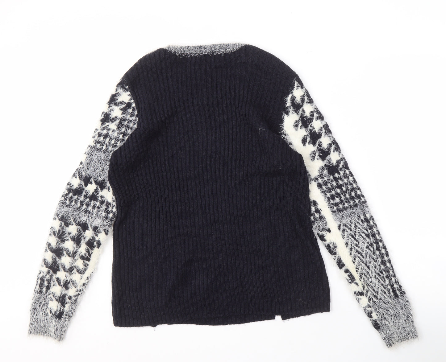 Oui Women's Geometric Pullover Jumper, Size 14, Black/White