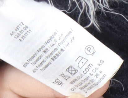 Oui Women's Geometric Pullover Jumper, Size 14, Black/White