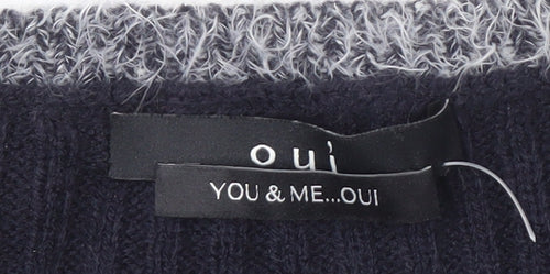 Oui Women's Geometric Pullover Jumper, Size 14, Black/White