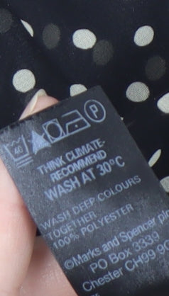 Marks and Spencer Women's Polka Dot Blouse, Size 16, Black