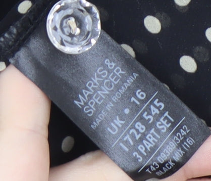 Marks and Spencer Women's Polka Dot Blouse, Size 16, Black