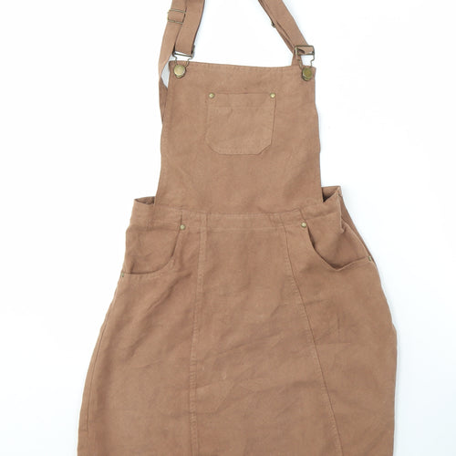Boohoo Women's Brown Pinafore Skirt, Size 8, Polyester